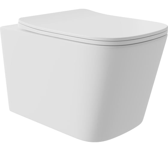 Изображение товара Подвесной унитаз AQUEDUTO AQD MACIO Plus 525х345 безободковый, Tornado, сиденье с микролифтом, белый матовый MACT0220