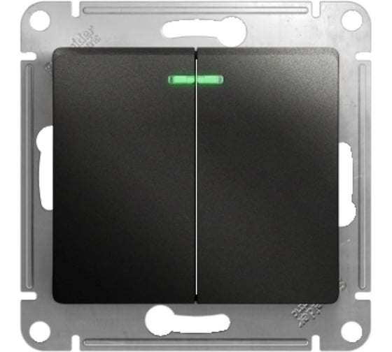 Изображение товара 2-клавишный механизм выключателя Systeme Electric скрытой проводки Glossa 10А IP20 5а 10AX антрацит GSL000753