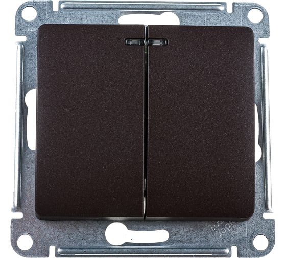 Изображение товара 2-клавишный механизм выключателя Systeme Electric скрытой проводки Glossa 10А IP20 5а 10AX шоколад GSL000853