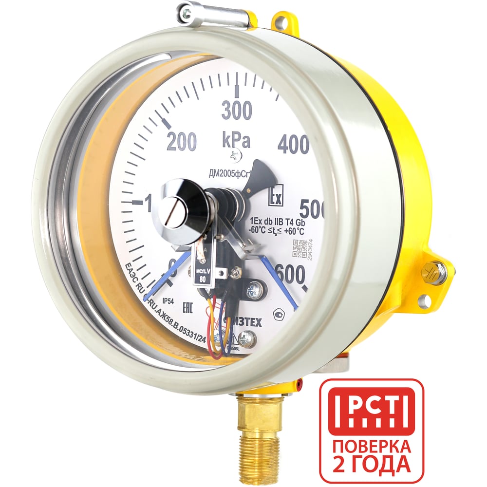 Изображение товара Манометр ПО Физтех АО ДМ2005ф 160 мм IP54 резьба М20x1.5 рабочий диапазон 0-600 кПа