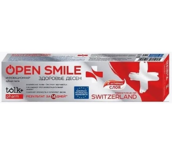 Изображение товара Зубная паста Open Smile TOLK инновационная TRADITIONS OF SWITZERLAND гелевая, 100 г в пенале 8065/1