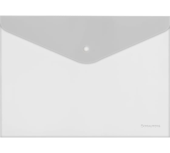 Изображение товара Папка-конверт BRAUBERG SUPER с кнопкой, А4, прозрачная, прочная, 0,2 мм 272876