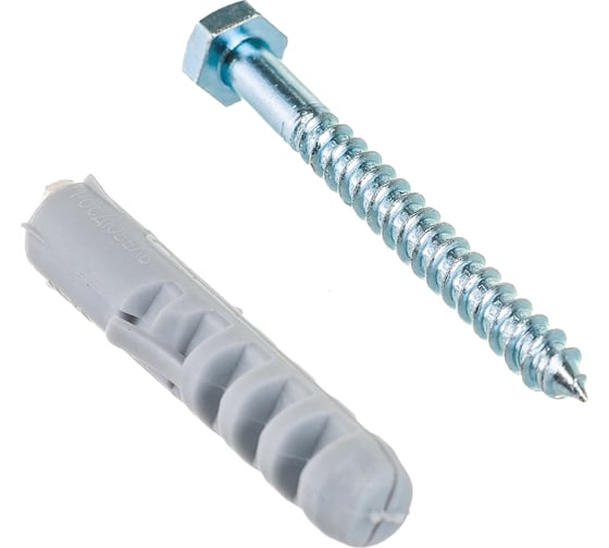 Изображение товара Набор для крепления ВИРТУОЗ дюбель 10х 50, шуруп 6х60 шестигранная головка, 6 шт. 22110