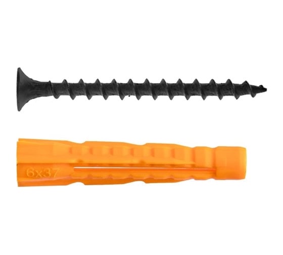 Изображение товара Набор для крепления ВИРТУОЗ дюбель 6х37 U, саморез 3,5х41 крупная резьба, 12 шт. 36138