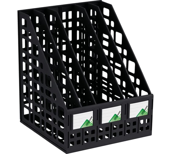 Изображение товара Вертикальный лоток для бумаг Стамм сборный, 5 отделений, черный ЛТ85