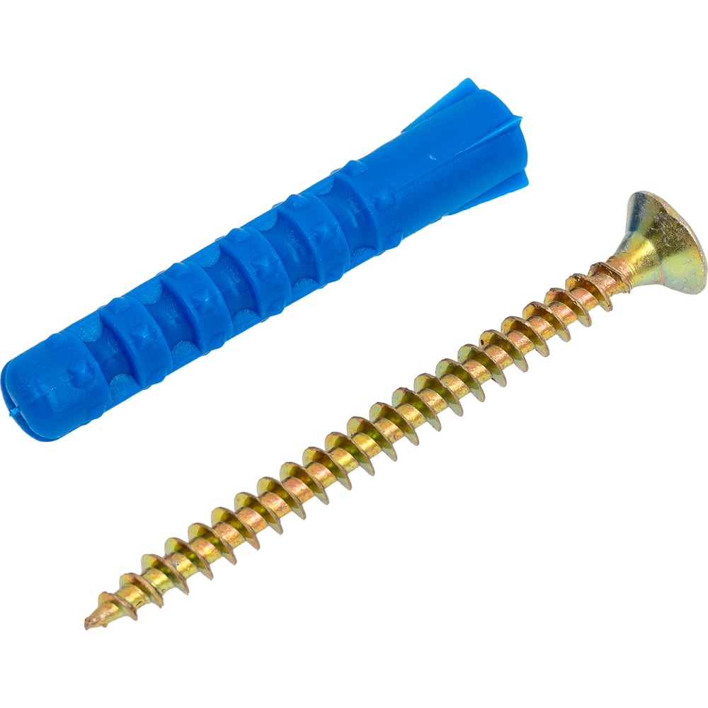 Изображение товара Набор для крепления ВИРТУОЗ дюбель 8x50 и шуруп 5x60, желтый цинк, 70 шт.