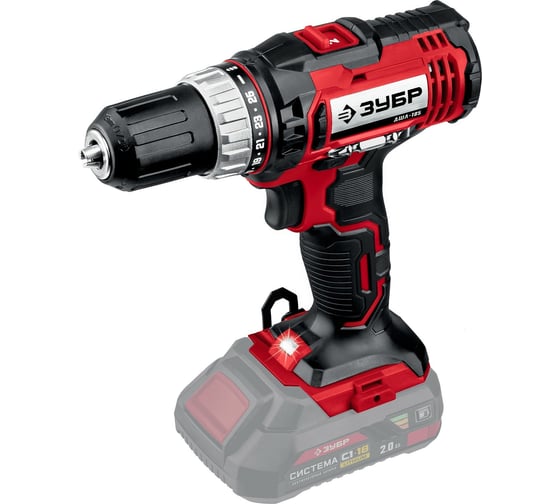 Изображение товара Дрель-шуруповерт ЗУБР 18 В, без АКБ, в коробке ДШЛ-185