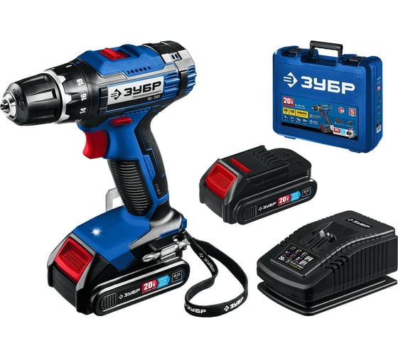 Изображение товара Дрель-шуруповерт ЗУБР Профессионал 20В, 2 АКБ 2Ач, в кейсе DL-201-22