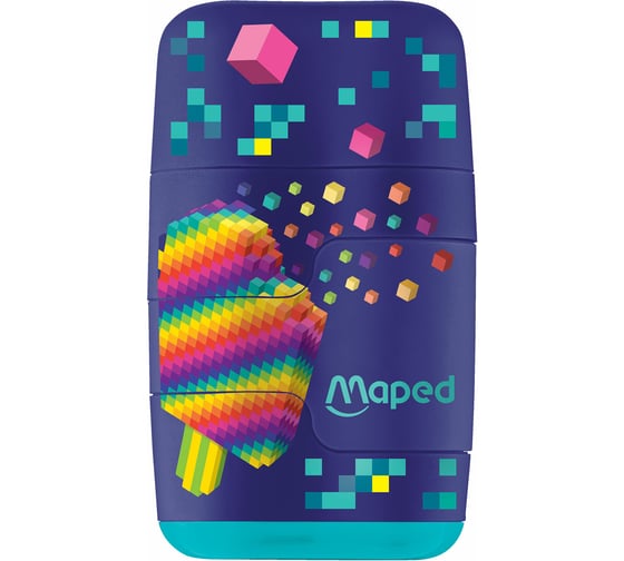 Изображение товара Точилка ОФИСМАГ MAPED Pixel Party Connec с ластиком 2 в 1 (Франция) t, 2 отверстия 049223 272972