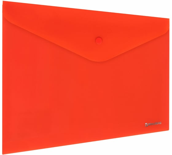 Изображение товара Папка-конверт BRAUBERG SUPER с кнопкой, А4, матовая непрозрачная красная, прочная, 0,2 мм 272878