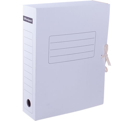 Изображение товара Архивная папка OfficeSpace с завязками, микрогофрокартон, 75 мм, белый, до 700 листов 158550