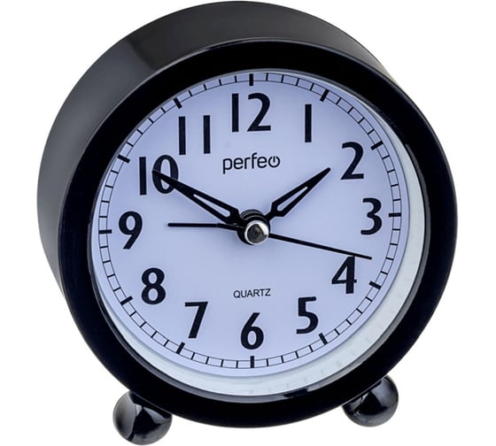 Изображение товара Часы-будильник Perfeo Quartz PF-TC-020, круглые, диам. 10 см, черные 30015255