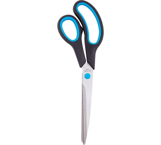 Изображение товара Ножницы OfficeSpace 24 см, эргономичные ручки, черные с синими вставками, ПВХ чехол с европодвесом 264905