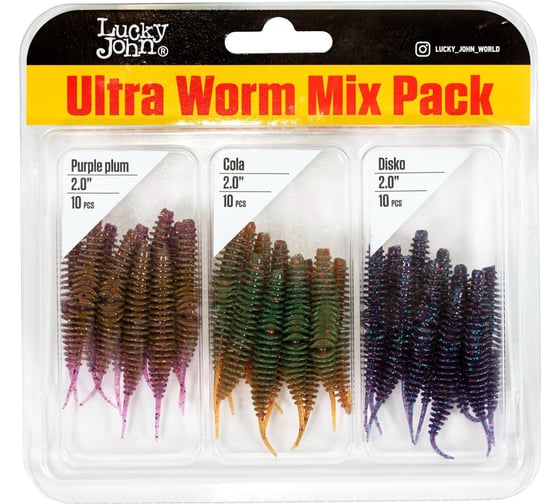 Изображение товара Слаги съедобные искусственные Lucky John LJ Pro Series ULTRAWORM 2,0in, (05.00)/MIX1, 30шт. 140193-MIX1