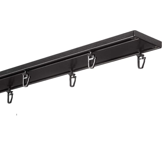 Изображение товара Карниз Арт-Декор Атлант двухрядный, металлический, потолочный, настенный, СОСТАВНОЙ, 240 см, чёрный матовый 4610011790669