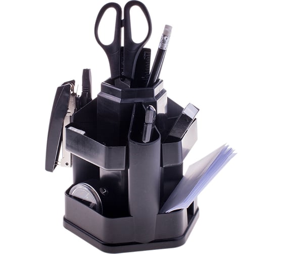 Изображение товара Настольный офисный органайзер OfficeSpace 13 предметов, вращающийся, черный SS154_3181/205592