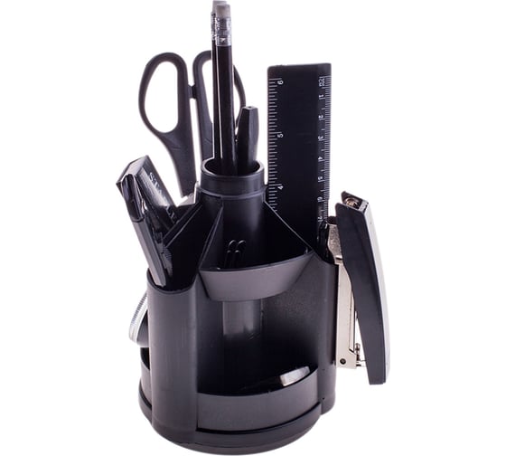 Изображение товара Настольный органайзер OfficeSpace Минидеск 10 предметов, вращающийся, черный SS153_3179/ 205590