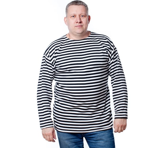 Изображение товара Тельняшка с длинным рукавом БЕРТА хлопок, черная полоса 701ч-56-58