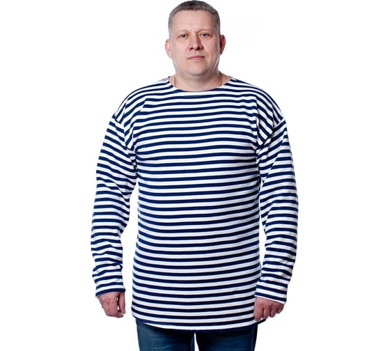 Изображение товара Тельняшка с начесом и длинным рукавом БЕРТА хлопок, синяя полоса 702с-48-50