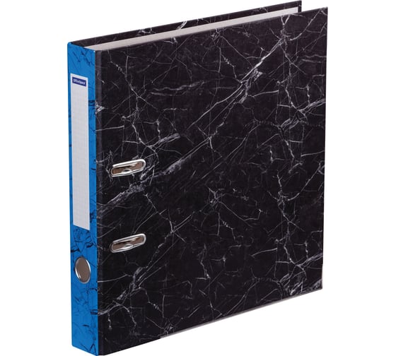 Изображение товара Папка-регистратор OfficeSpace 50 мм, мрамор, черная, синий корешок, нижний металлический кант 274408