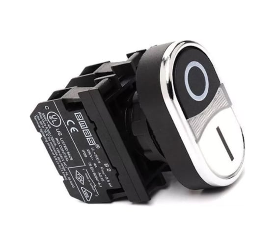 Изображение товара Нажимная кнопка Emas сдвоенная, черно-белая, 250 В AC, 4 А, без лампы, 8 шт. B132K21HB