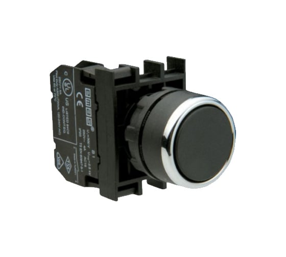 Изображение товара Нажимная кнопка Emas серия B, круглая, чёрная, 2НО, 250В AC, 4А, B101DH