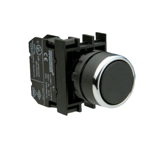 Изображение товара Нажимная кнопка Emas серия B, круглая, черная, 1НО+1НЗ, 250 В AC, 4 А B102DH