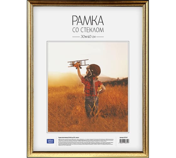 Изображение товара Пластиковая рамка OfficeSpace №2, 30х40 см, золото 222167