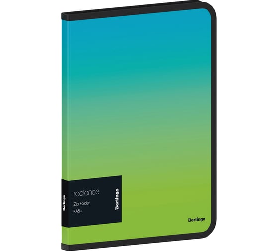 Изображение товара Папка на молнии BERLINGO Radiance А5+, 600 мкм, голубой/зеленый градиент, с рисунком ZF5_A5003