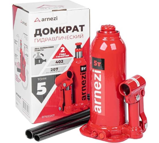 Изображение товара Домкрат гидравлический бутылочный ARNEZI 5 т, 207-402 мм R7100207