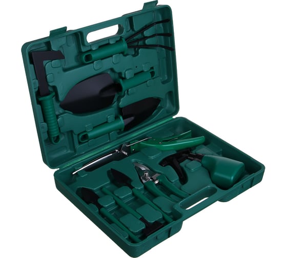 Изображение товара Набор инструмента Inbloom лопатка 4шт, серп, грабли, секатор, ножницы, пульвер, рыхлит, РР, металл 181-107