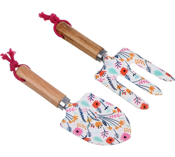 Изображение товара Набор садовых инструментов Inbloom 2шт, вилка 1 шт, лопатка 1 шт, металл, дерево 181-095