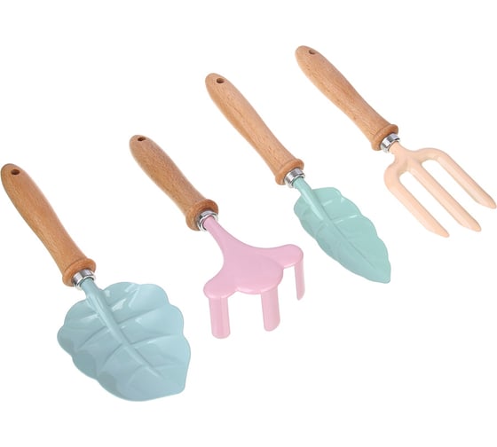 Изображение товара Набор садовых инструментов Inbloom 4шт, рыхлитель 1шт, лопатка 2шт, вилка 1шт,, бук, металл 181-101