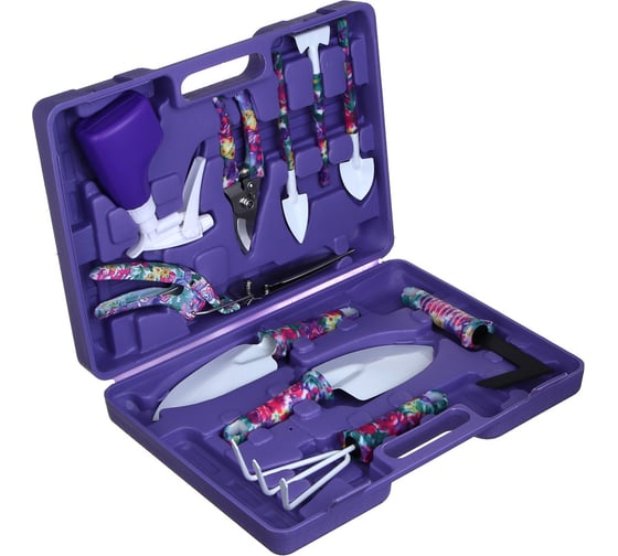 Изображение товара Набор инструмента Inbloom лопатка 4шт, серп, грабли, секатор, ножницы, пульвер, рыхлит, РР, металл 181-106