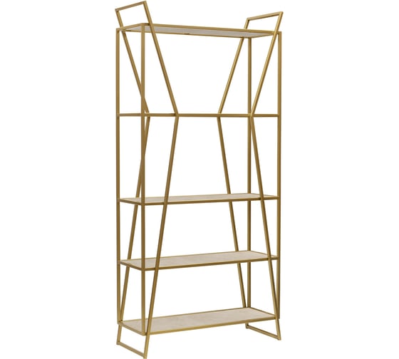 Изображение товара Стеллаж GreenWeen OSLO MINI, золотой каркас, полки керамика Ivory, 800x330x1710 мм GW-OSLO-MINI-G-KI