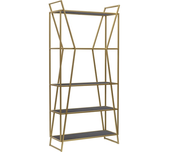 Изображение товара Стеллаж GreenWeen OSLO MINI, золотой каркас, полки ЛДСП Бетон темный, 800x330x1710 мм GW-OSLO-MINI-G-LD-BETTEM