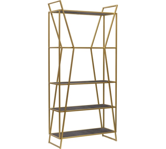 Изображение товара Стеллаж GreenWeen OSLO MINI, золотой каркас, полки керамика Antracite, 800x330x1710 мм GW-OSLO-MINI-G-KA