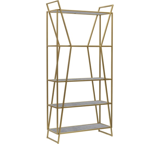 Изображение товара Стеллаж GreenWeen OSLO MINI, золотой каркас, полки ЛДСП Бетон светлый, 800x330x1710 мм GW-OSLO-MINI-G-LD-BETSVET