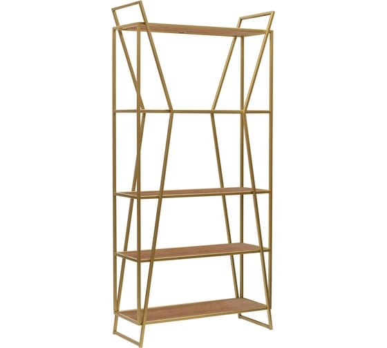 Изображение товара Стеллаж GreenWeen OSLO MINI, золотой каркас, полки ЛДСП Робиния, 800x330x1710 мм GW-OSLO-MINI-G-LD-R