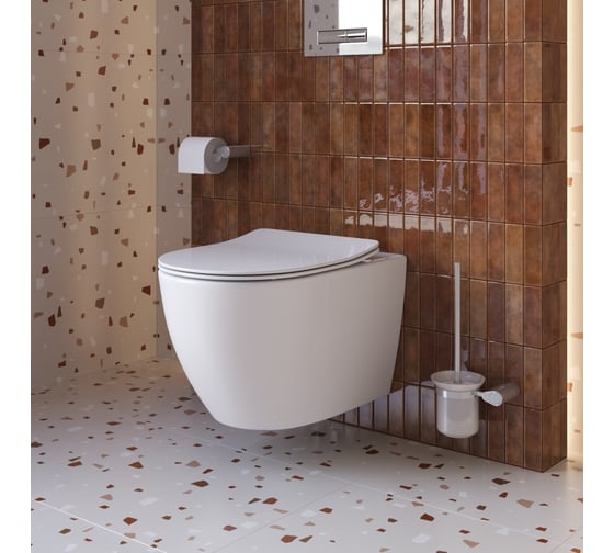 Изображение товара Унитаз подвесной CEZARES STREAM безободковый, со смывом Торнадо с сиденьем дюропласт soft close, CZR-2426-TH-TOR/SC