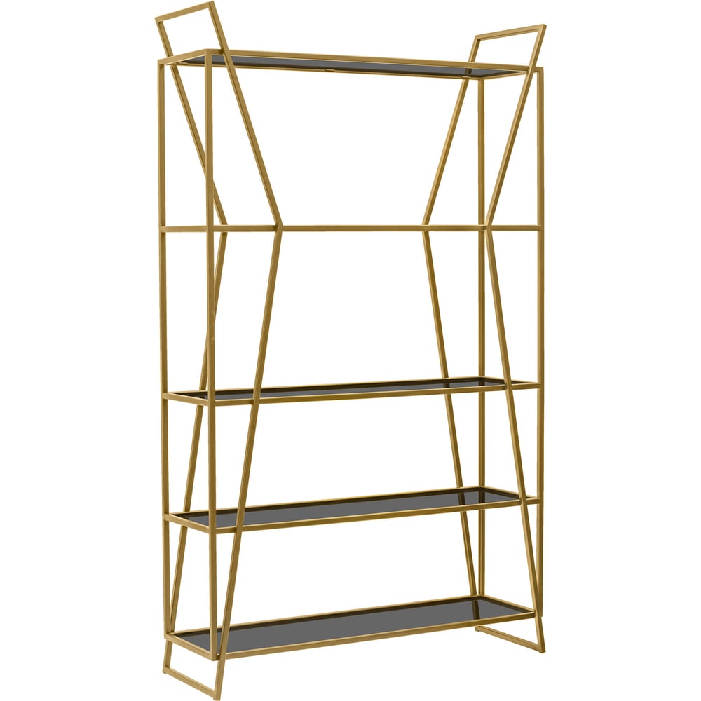 Изображение товара Стеллаж GreenWeen OSLO, золотой каркас, полки тонированное стекло, 1000x330x1710 мм GW-OSLO-G-G