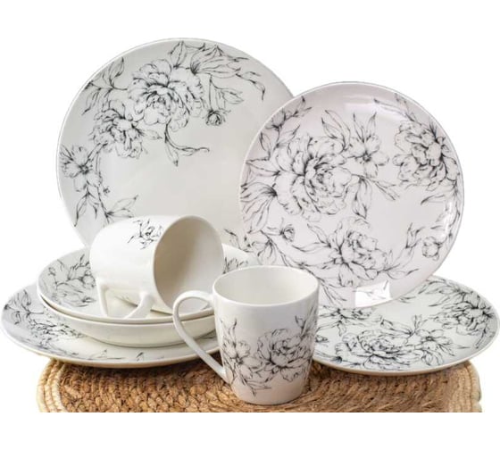 Изображение товара Набор столовый фарфоровый DOMENIK PEONIA на 4 персоны, 16 предметов DMS292-ECOM
