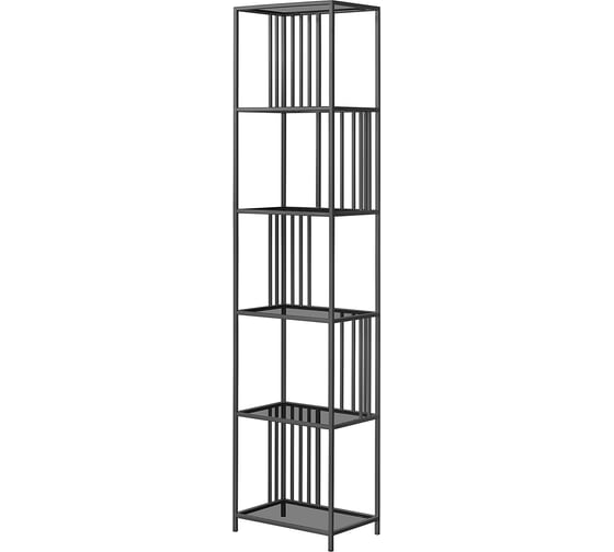 Изображение товара Стеллаж GreenWeen SOHO MINI, черный каркас, полки тонированное стекло, 450x300x1950 мм GW-SOHO-MINI-B-G