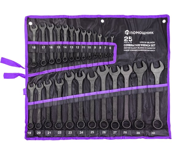 Изображение товара Набор ключей комбинированных 25 предметов Помощник 5261P Black(62098)