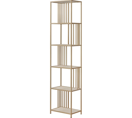 Изображение товара Стеллаж GreenWeen SOHO MINI, золотой каркас, полки керамика Ivory, 450x300x1950 мм GW-SOHO-MINI-G-KI