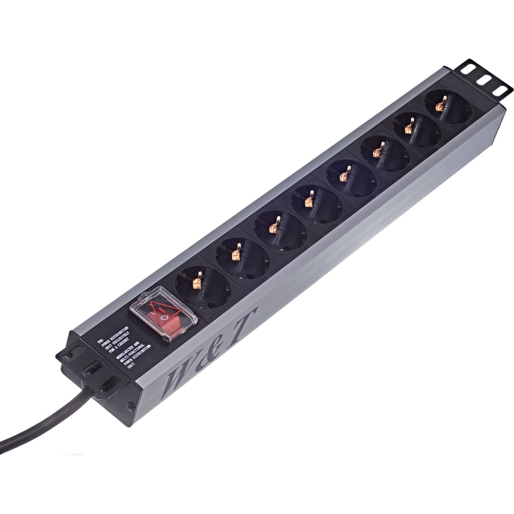 Изображение товара Блок розеток W&T 19 EURO на 8 гнезд с выключателем для ИБП WT-2140A-U