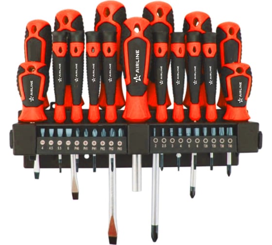 Изображение товара Набор отвёрток и бит Airline 37 пр. подвес на стену (SL, PH, HEX, TORX) блистер ATAU042