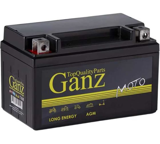 Изображение товара Аккумулятор GANZ мото AGM 11 А/ч, прямая, 150x87x110 мм, CCA280 А GTZ12S (12 А/ч) GN1211