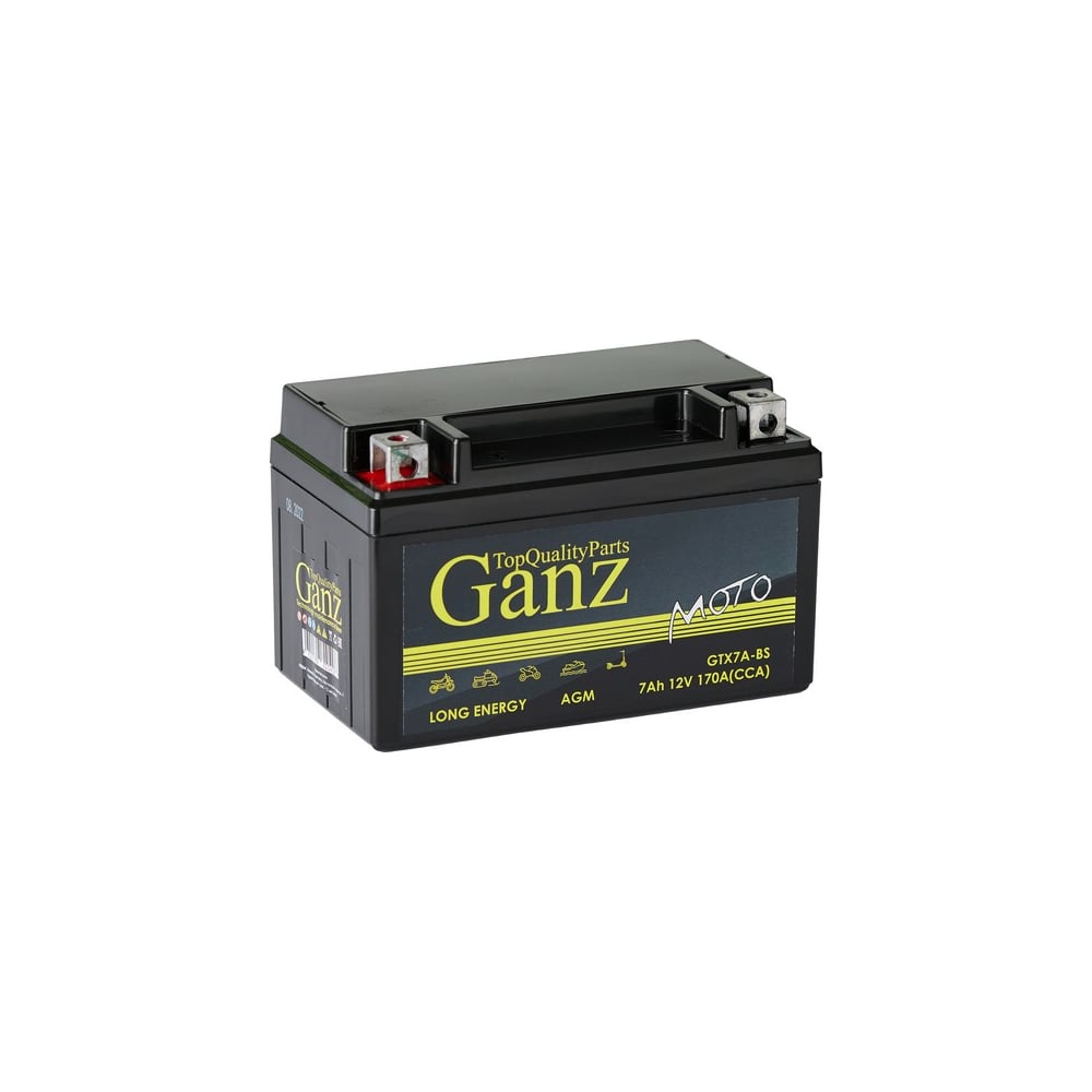 Изображение товара Аккумулятор мото GANZ AGM 7 А/ч прямой 152x87x95 мм GTX7A-BS GN1207