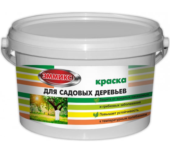Изображение товара Краска для садовых деревьев ЭММИКС 2.7 кг, побелка, белая, 4690417061389